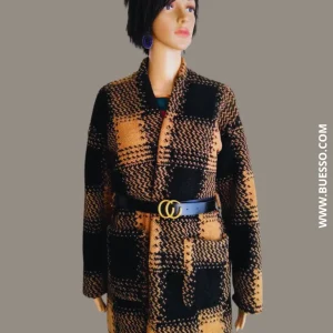 Manteau MARRON imprimé à carreaux