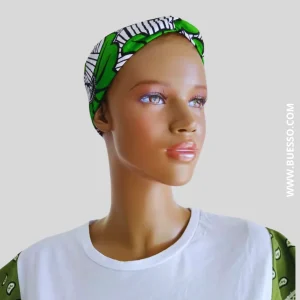 Bandeau croisé en Wax FLEUR DE MARIAGE - fait main en France