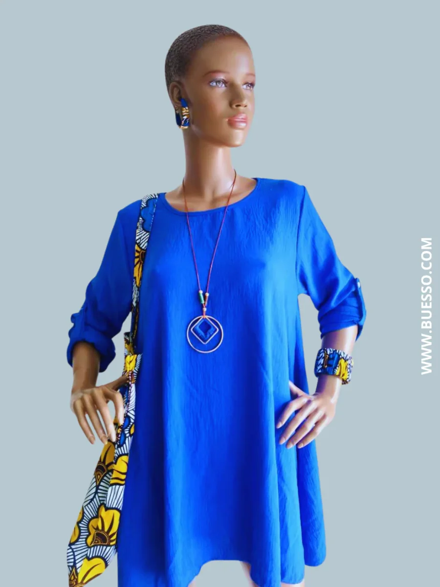 Robe BLEUE ÉLECTRIQUE avec collier intégré – Image 3