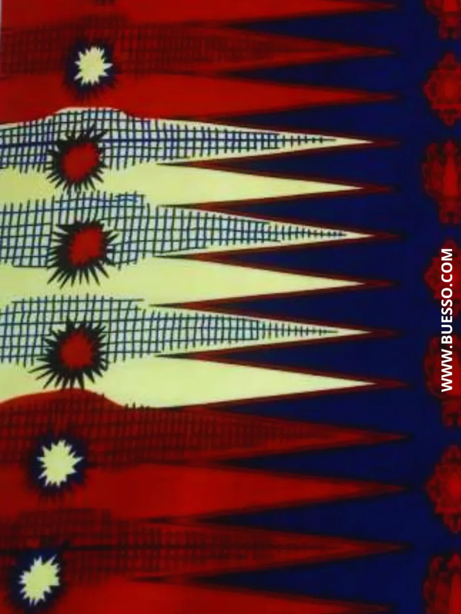 Pagne WAX ROUGE & BLEU motif épis de maïs – Image 3