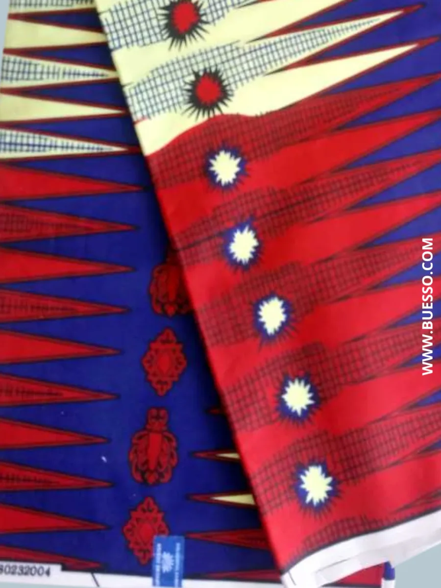 Pagne WAX ROUGE & BLEU motif épis de maïs – Image 4