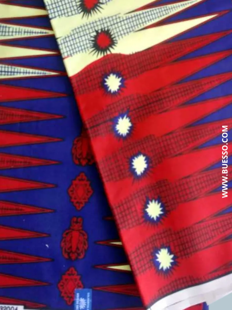 Pagne WAX ROUGE & BLEU motif épis de maïs – Image 5