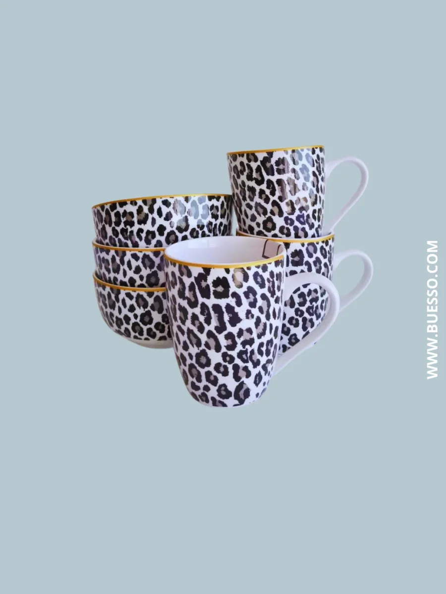 Mug imprimé léopard, liséré doré, 355 ml – Image 5