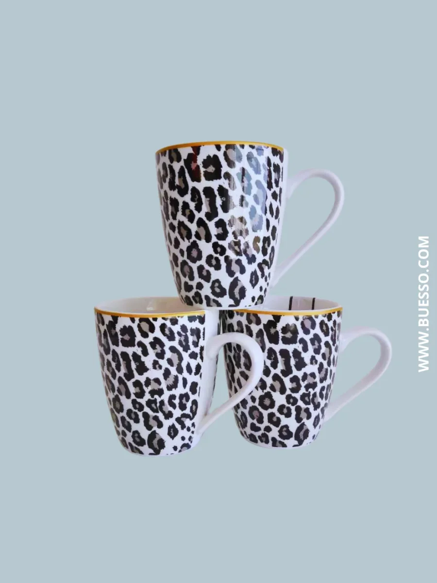 Mug imprimé léopard, liséré doré, 355 ml – Image 4