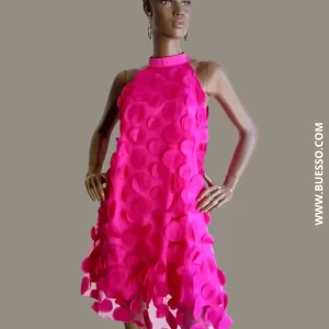 Robe tulle rose fuchsia à pois