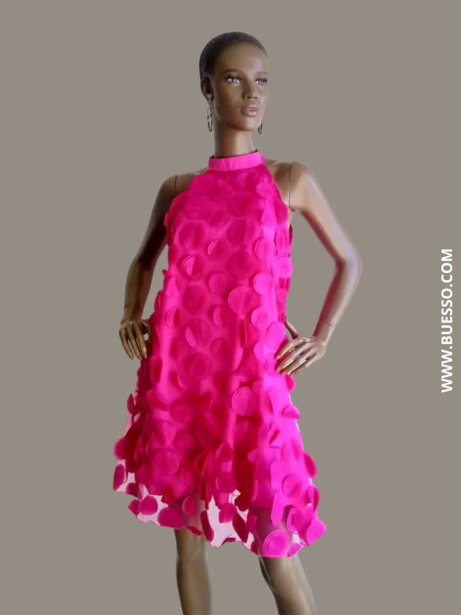 Robe tulle rose fuchsia à pois – Image 2