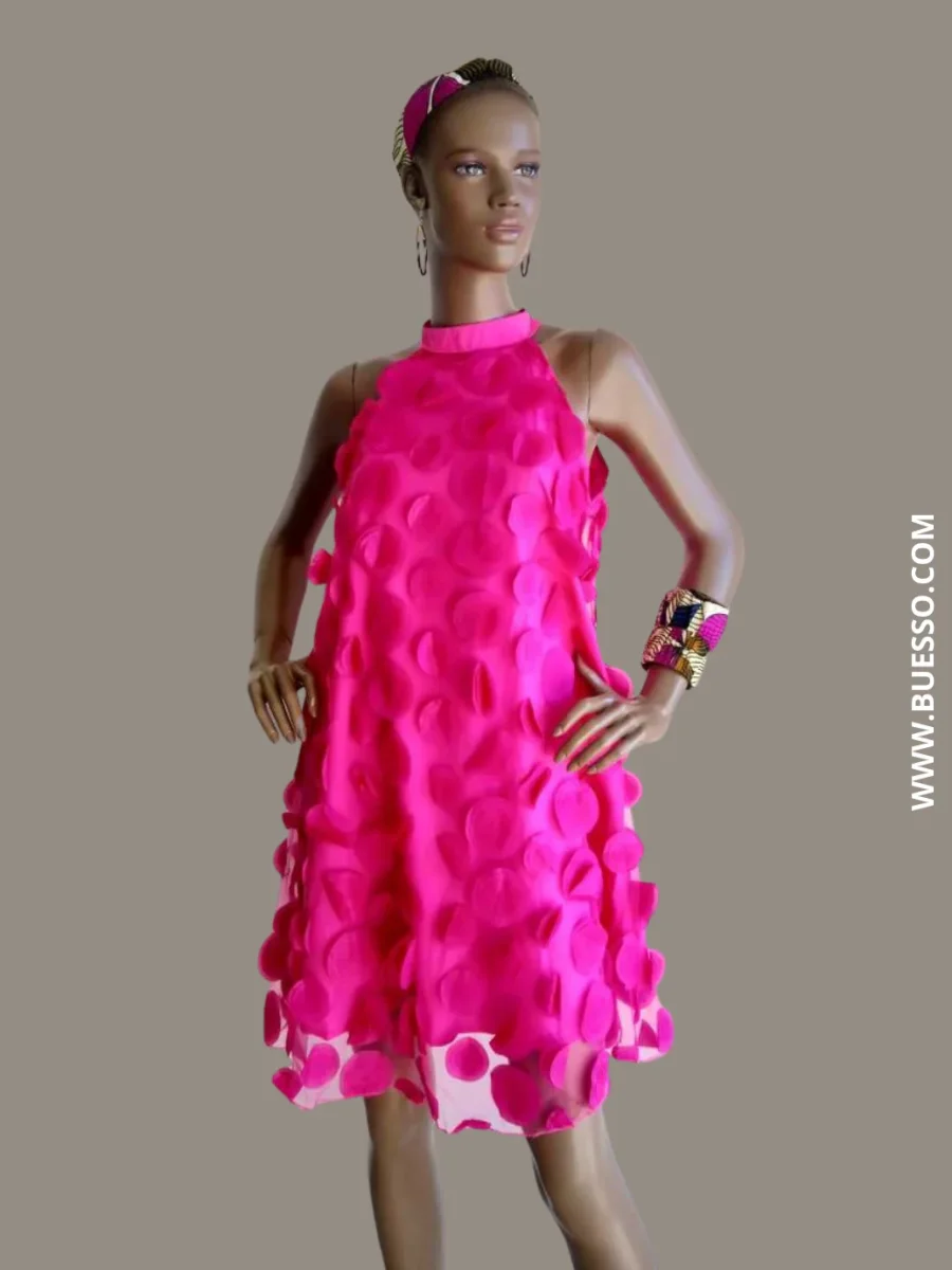 Robe tulle rose fuchsia à pois – Image 4