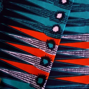 Pagne WAX BLEU CANARD & ORANGE