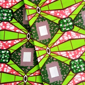 Pagne WAX VERT PIERRES PRÉCIEUSES