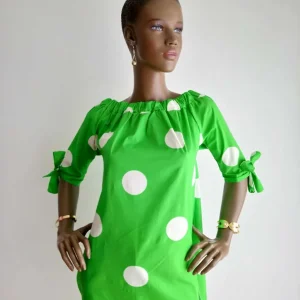 Tunique VERT POMME à pois à nouer