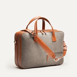Porte documents 36 hr ~ CONALLY ~ Gris & Cognac