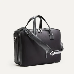 Porte documents 36 hr ~ CONALLY ~ Toile et cuir noir