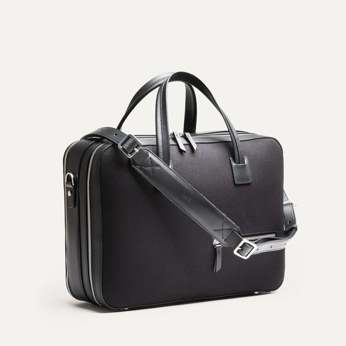 Porte documents 36 hr ~ CONALLY ~ Toile et cuir noir – Image 2