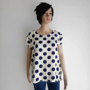 Blouse femme BEIGE à pois à nouer dans le dos