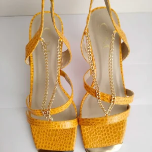 Mules JAUNE MOUTARDE/OR à talon