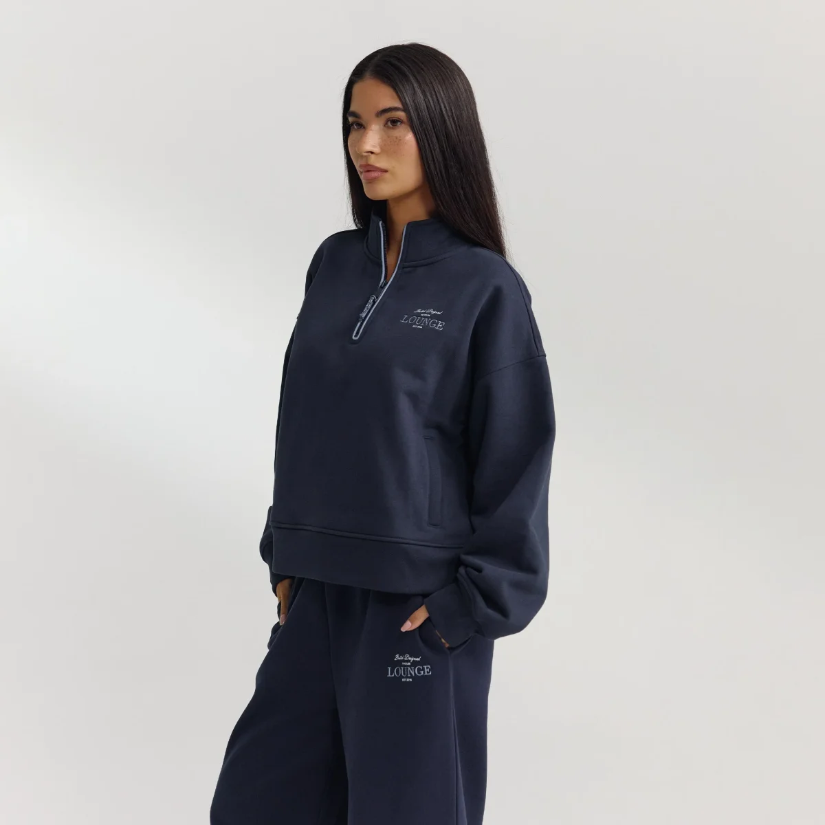 Pull avec Quart de Zip - Bleu Foncé – Image 4