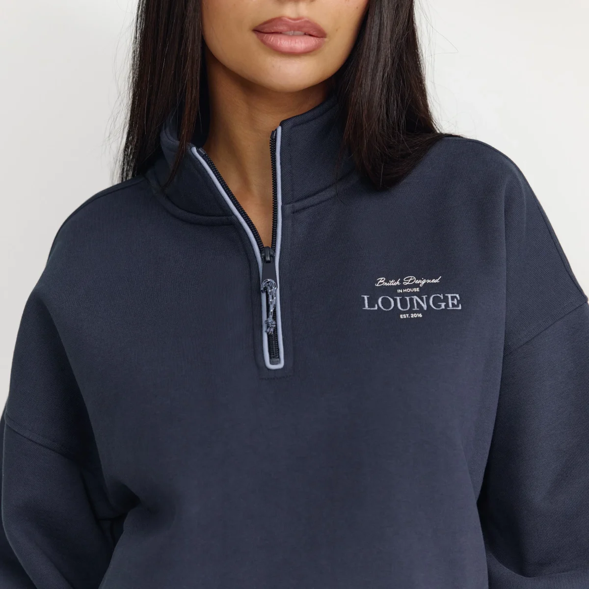 Pull avec Quart de Zip - Bleu Foncé – Image 2