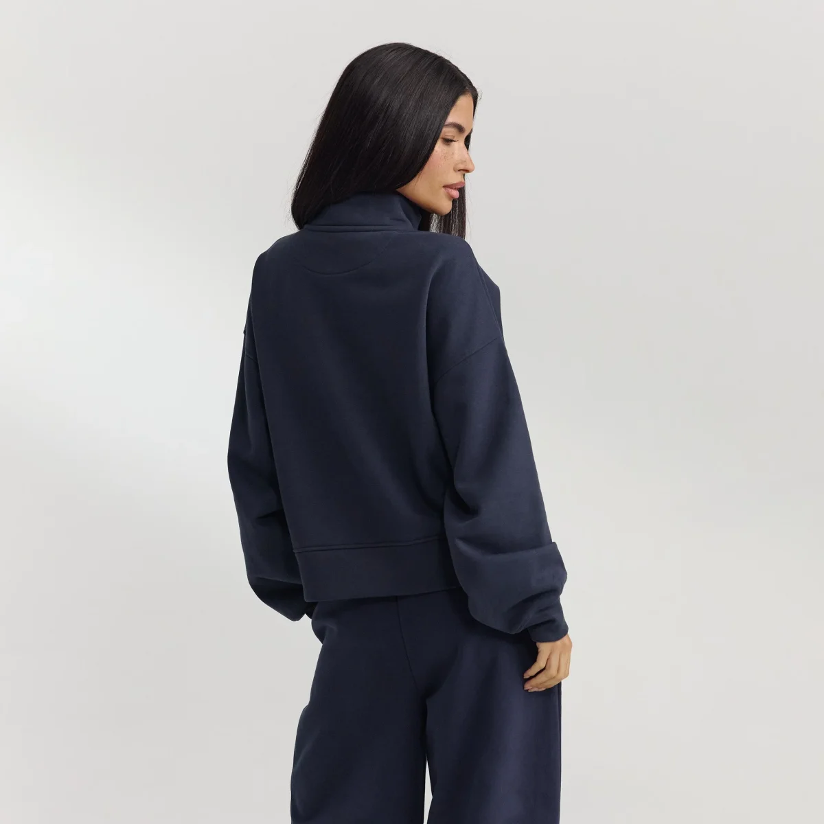 Pull avec Quart de Zip - Bleu Foncé – Image 6