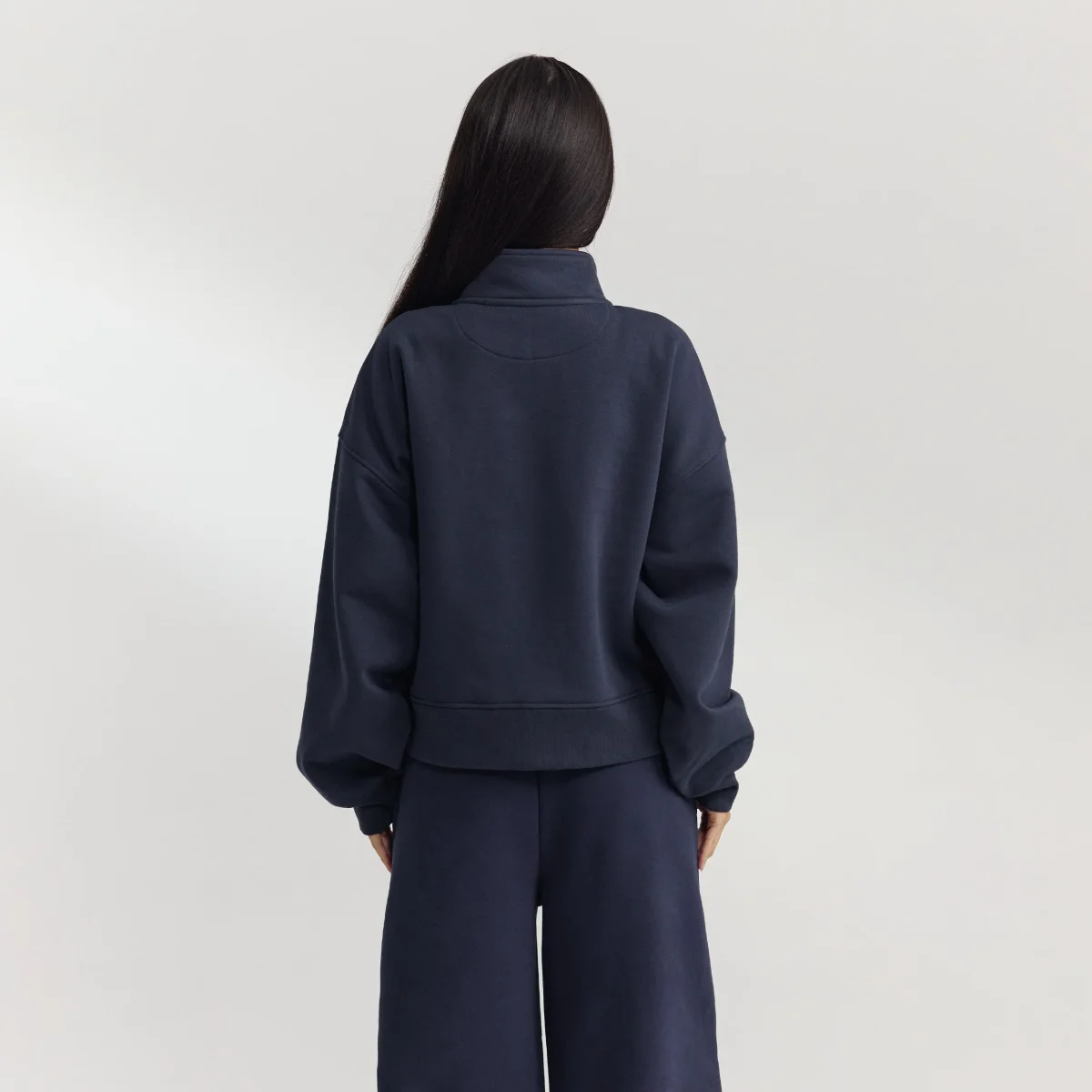 Pull avec Quart de Zip - Bleu Foncé – Image 7