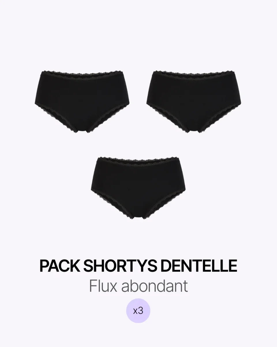 Pack menstruel trio shortys noir en dentelle – Image 2