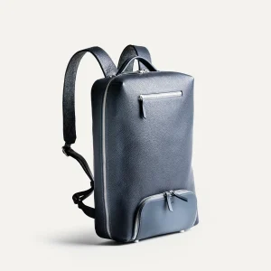 Sac à dos en cuir grainé ~ GIANI - MARINE