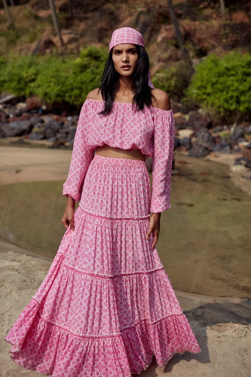 Top Joana épaules dénudées - Imprimé Rose – Image 4