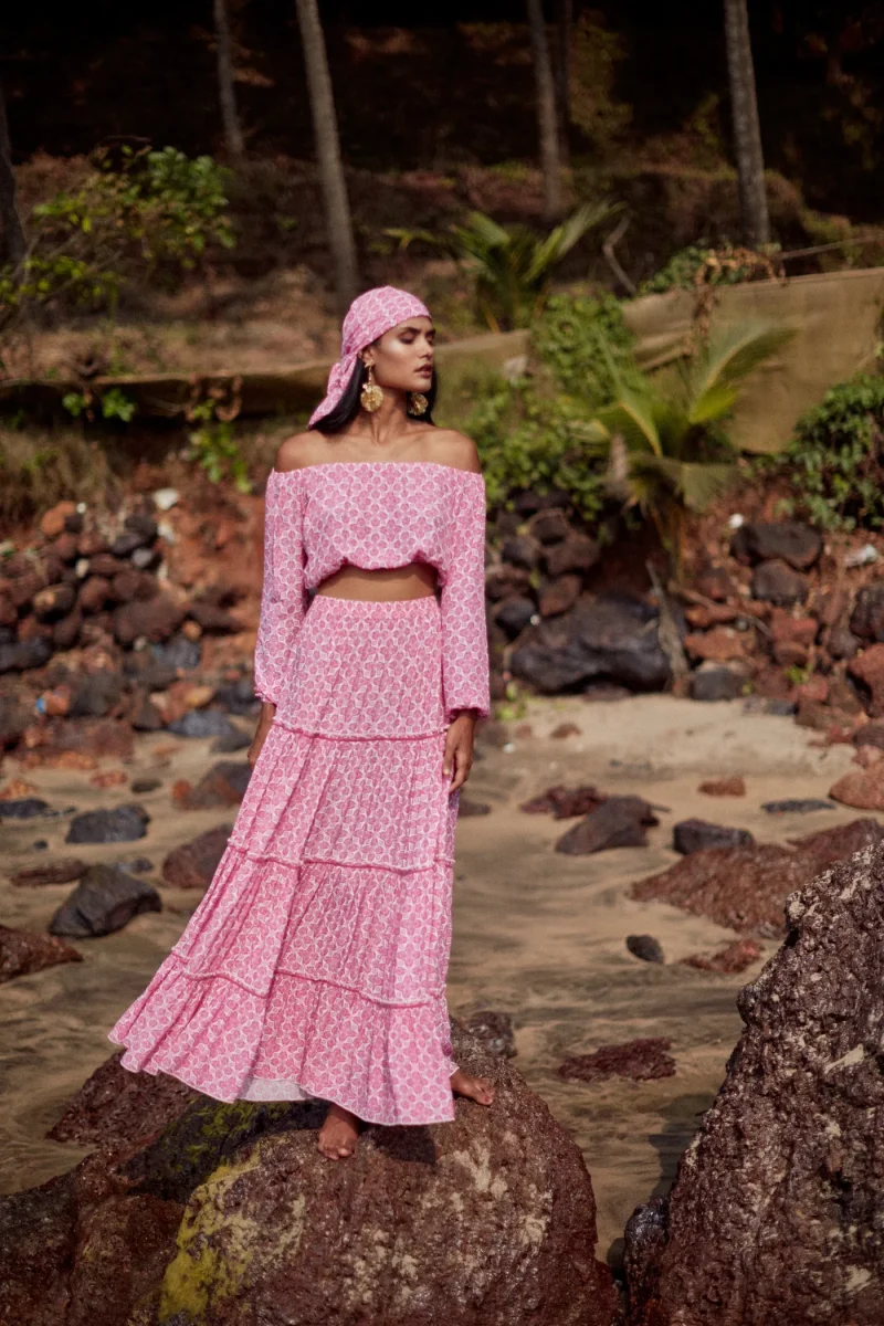 Top Joana épaules dénudées - Imprimé Rose