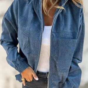 Veste Zippée Légère en Velours Côtelé