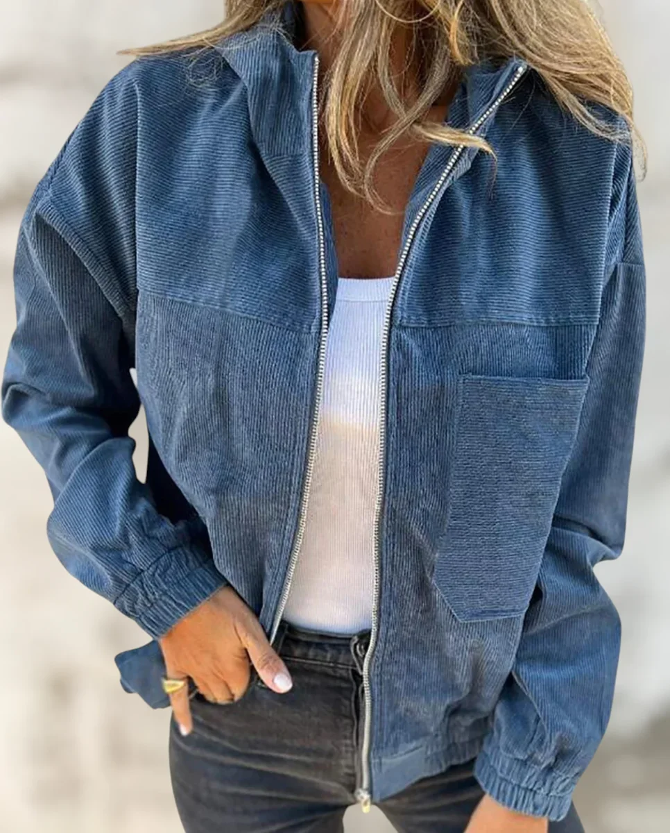 Veste Zippée Légère en Velours Côtelé