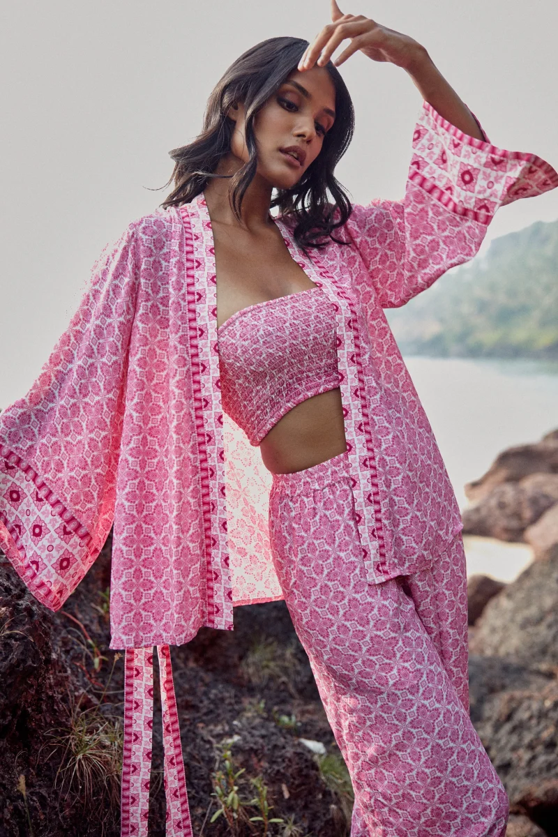 Pantalon fluide Dalia - Imprimé Rose – Image 4