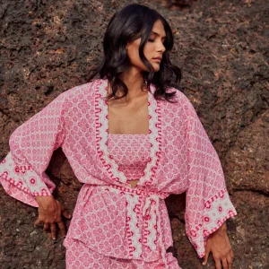 Kimono Dalia - Imprimé Rose