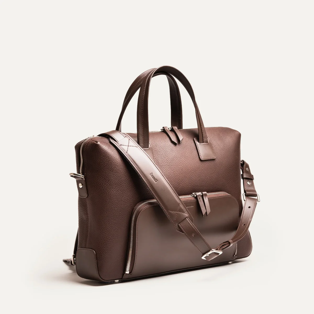 Porte-documents cuir grainé et lisse ~ LEWIS - MARRON – Image 2