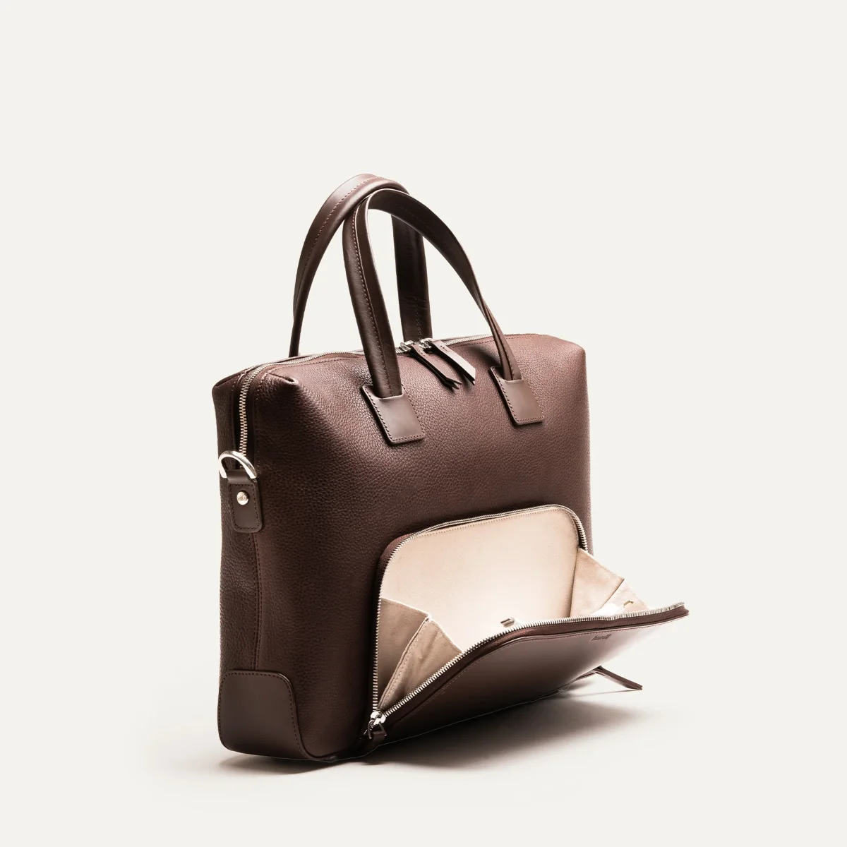 Porte-documents cuir grainé et lisse ~ LEWIS - MARRON – Image 3