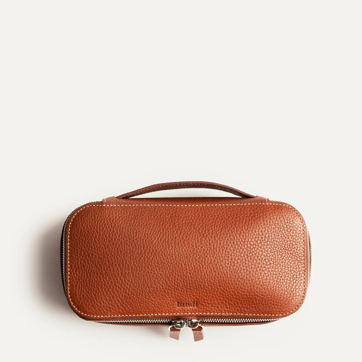 Trousse de toilette en cuir grainé ~ LISA - Cognac – Image 8