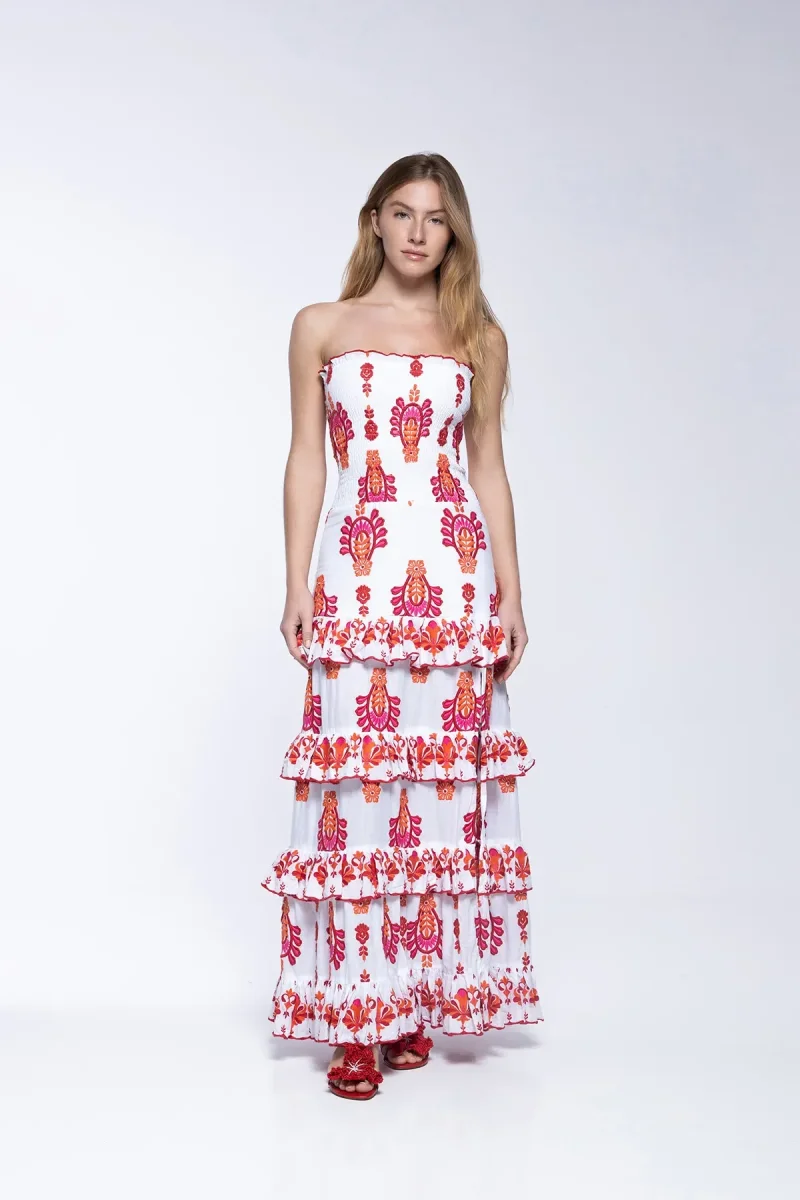 Robe brodée Lula - Rouge Topaz – Image 4