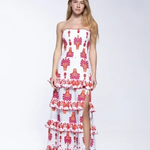 Robe brodée Lula - Rouge Topaz