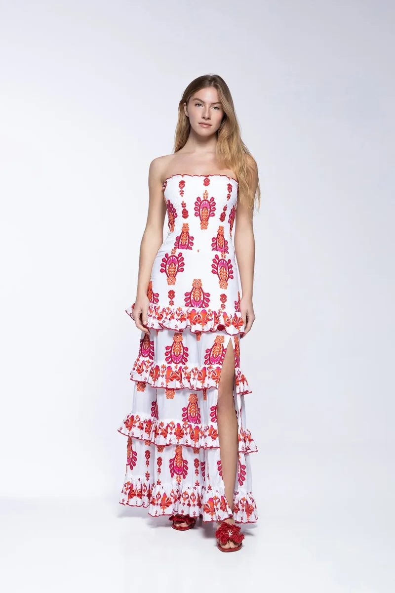 Robe brodée Lula - Rouge Topaz – Image 2