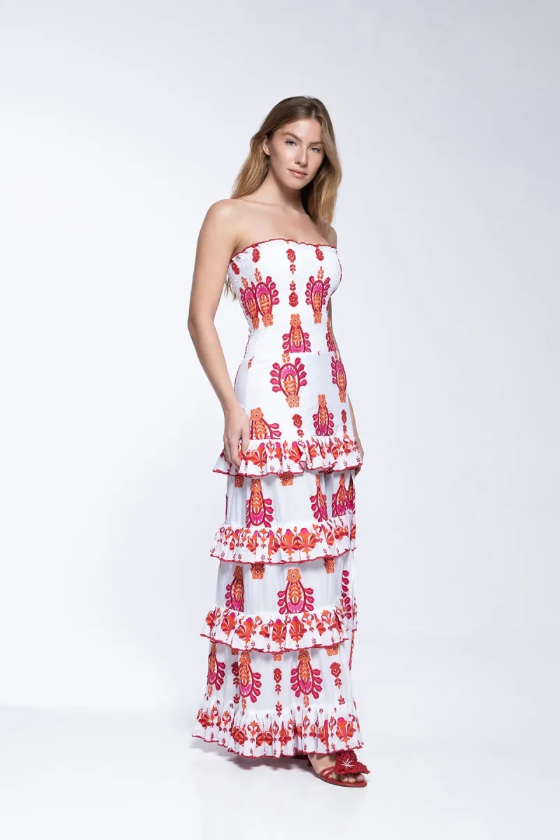 Robe brodée Lula - Rouge Topaz – Image 3