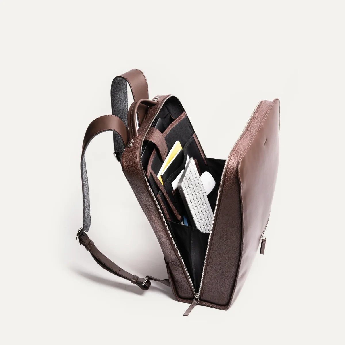 Sac à dos en cuir lisse ~ MATTEO - MARRON – Image 3