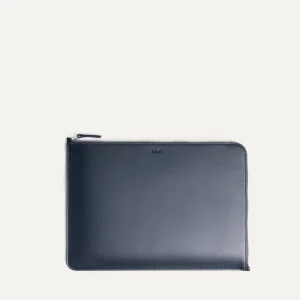 Pochette ordinateur en cuir ~ MAYA - MARINE