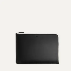 Pochette ordinateur en cuir ~ MAYA - NOIR