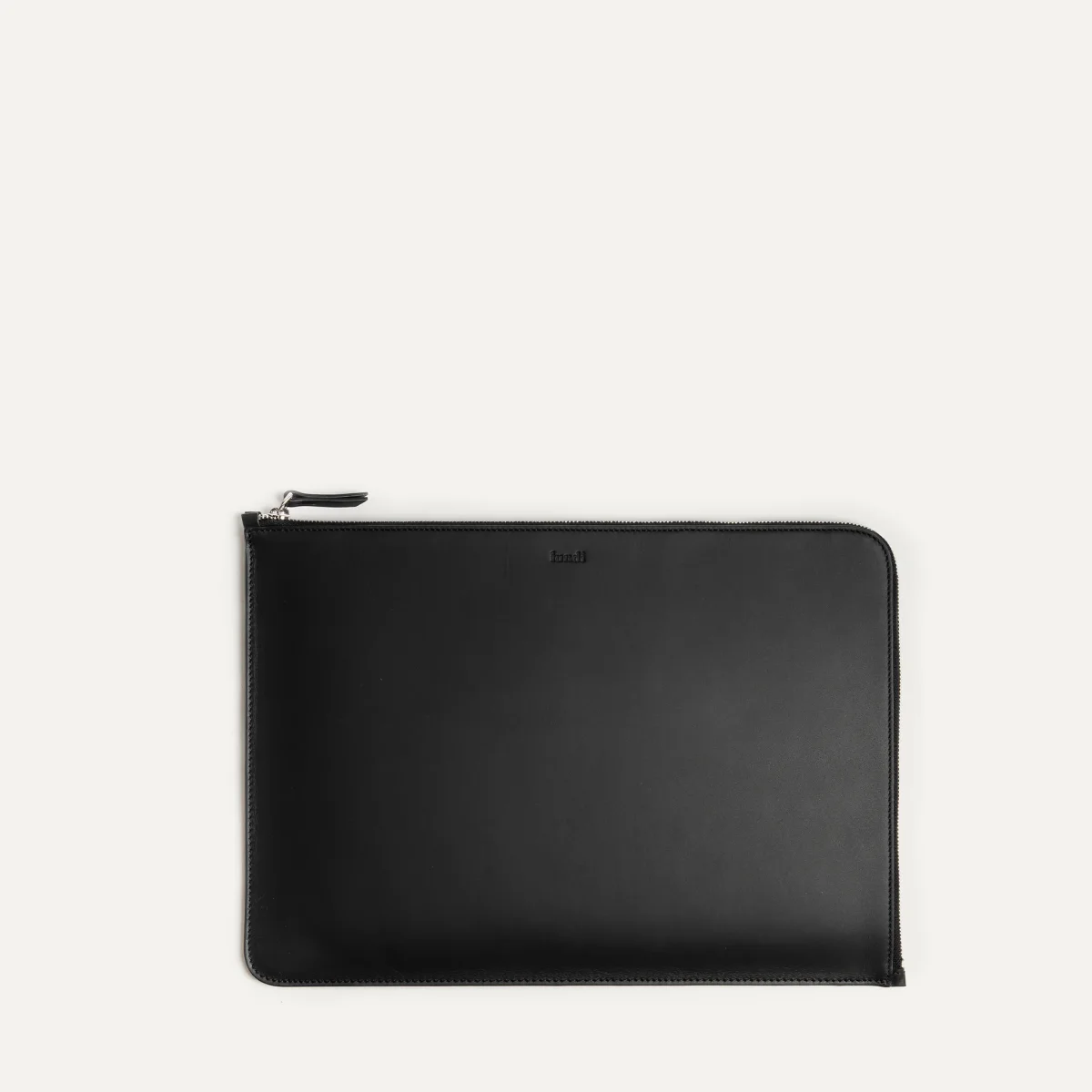Pochette ordinateur en cuir ~ MAYA - NOIR
