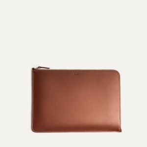 Pochette ordinateur en cuir ~ MAYA - COGNAC
