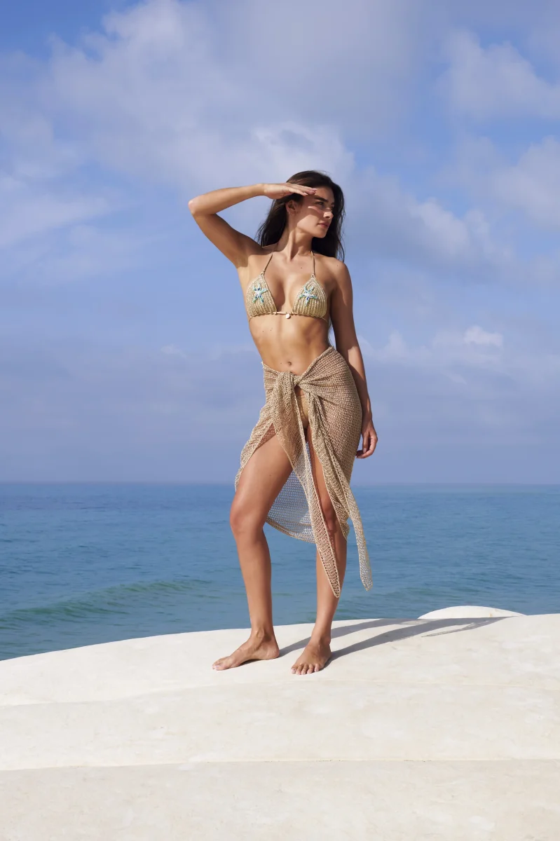 Haut de bikini en crochet & étoile perlé MILOS - Doré – Image 8