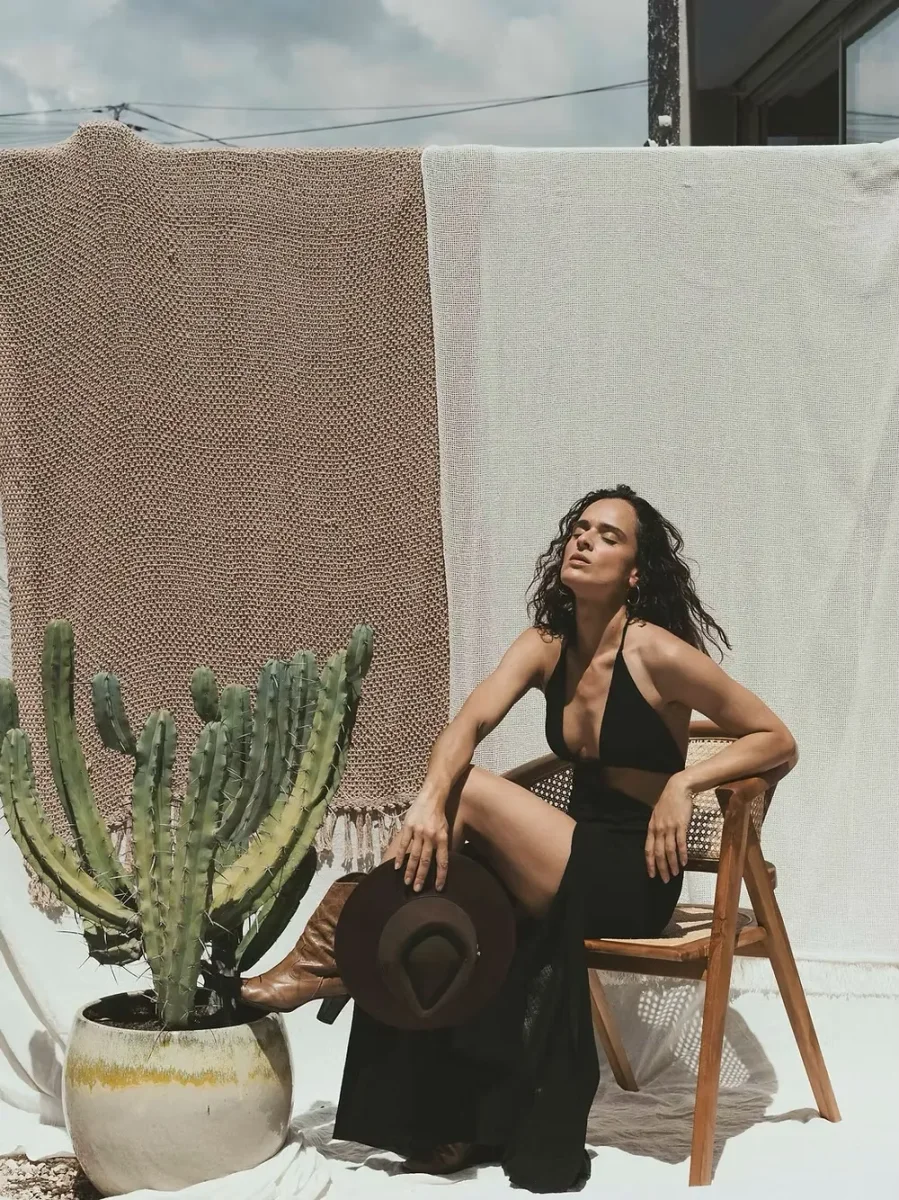 Robe à nouer effet lin Goa - Noir – Image 4