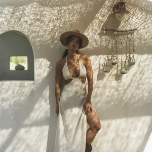 Robe à nouer effet lin Goa - écru