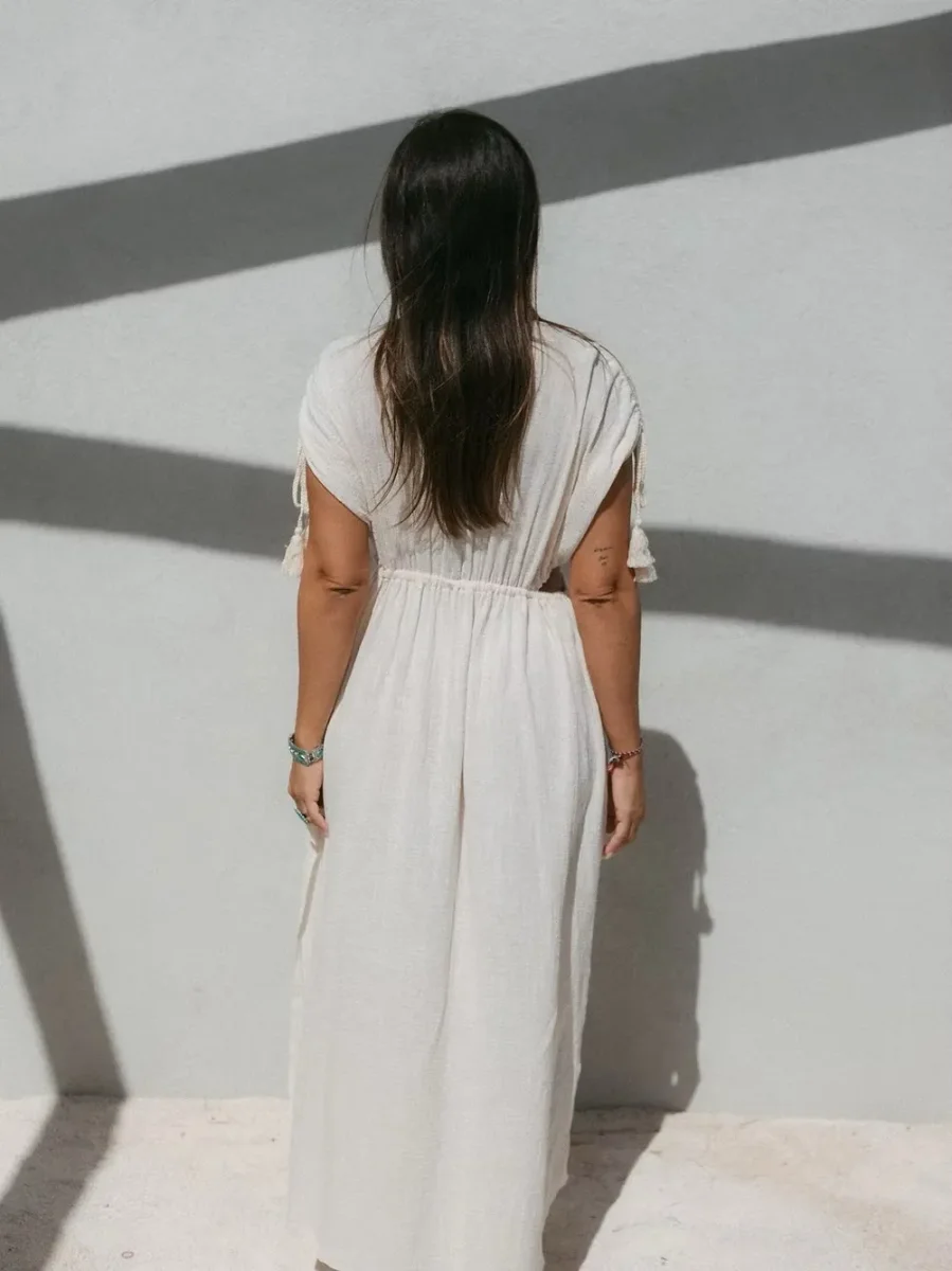 Robe longue à cordons Mykonos - écru – Image 5