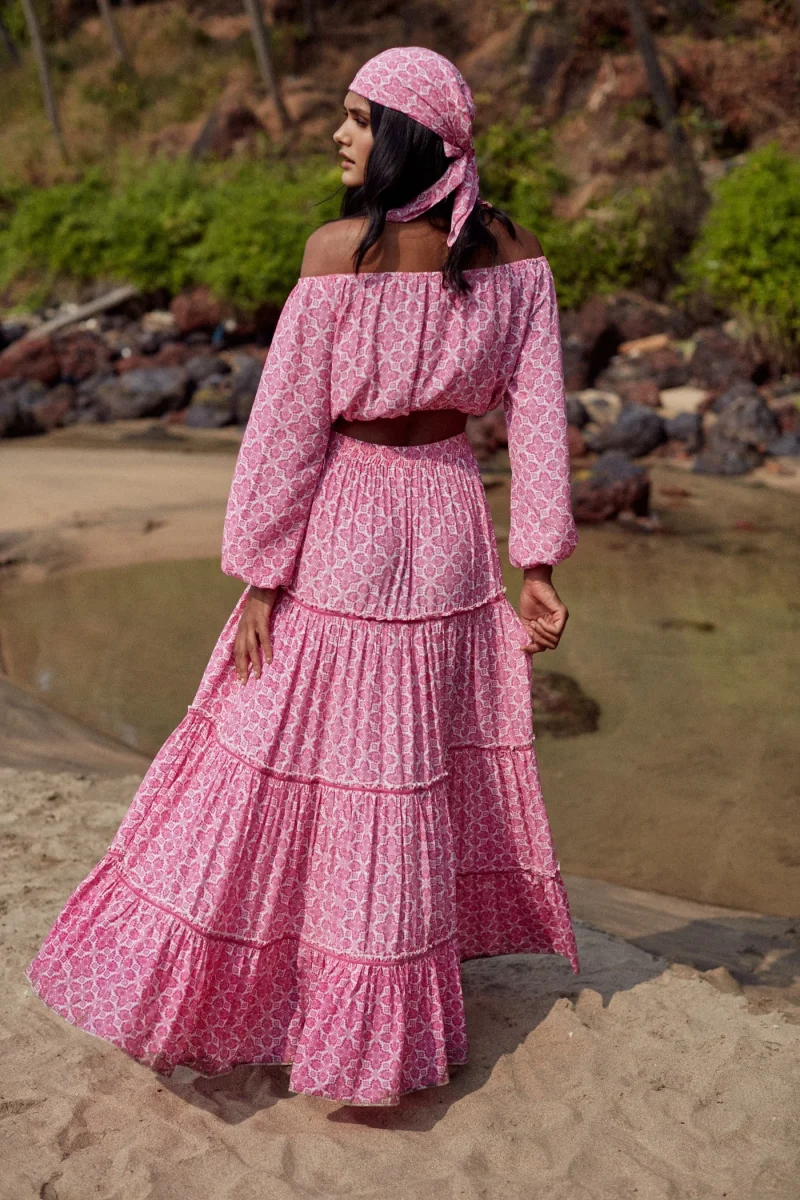 Top Joana épaules dénudées - Imprimé Rose – Image 3