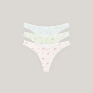 Strings en Pointelle (lot de 3) - Motif Pastel