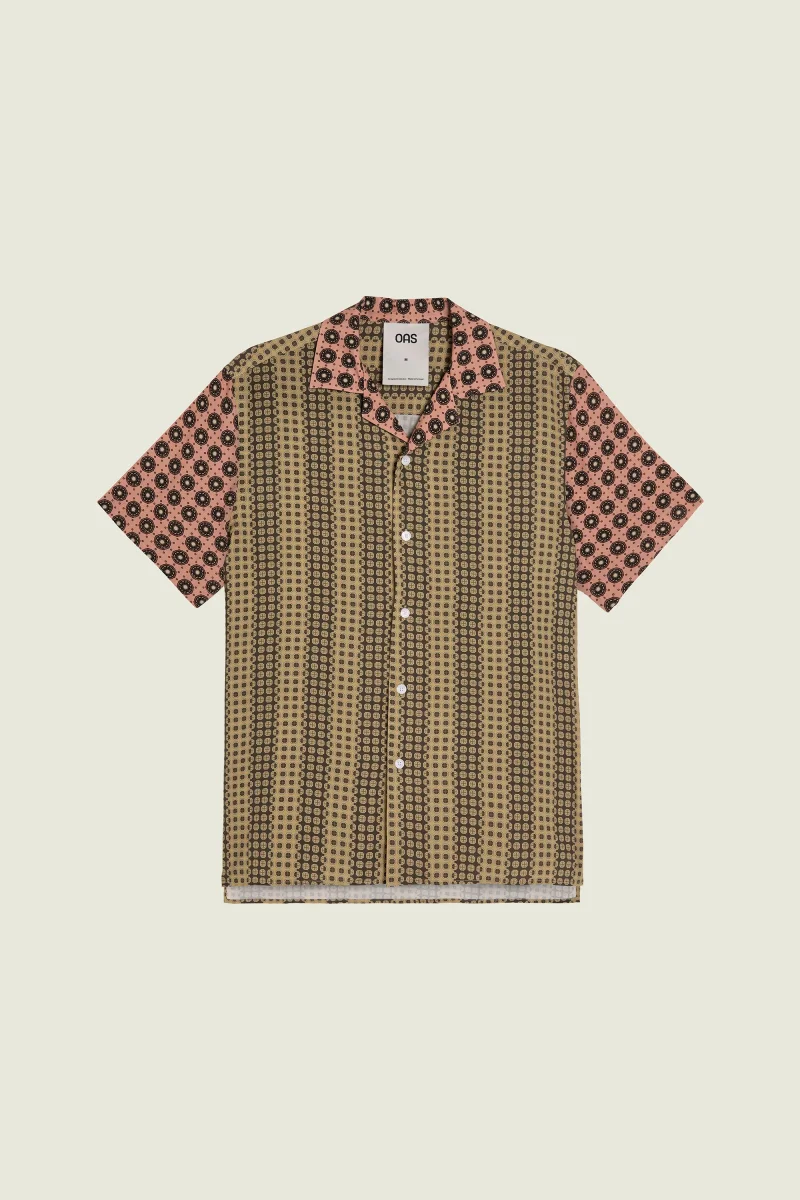 Chemise Reverie à motifs kaki et rose